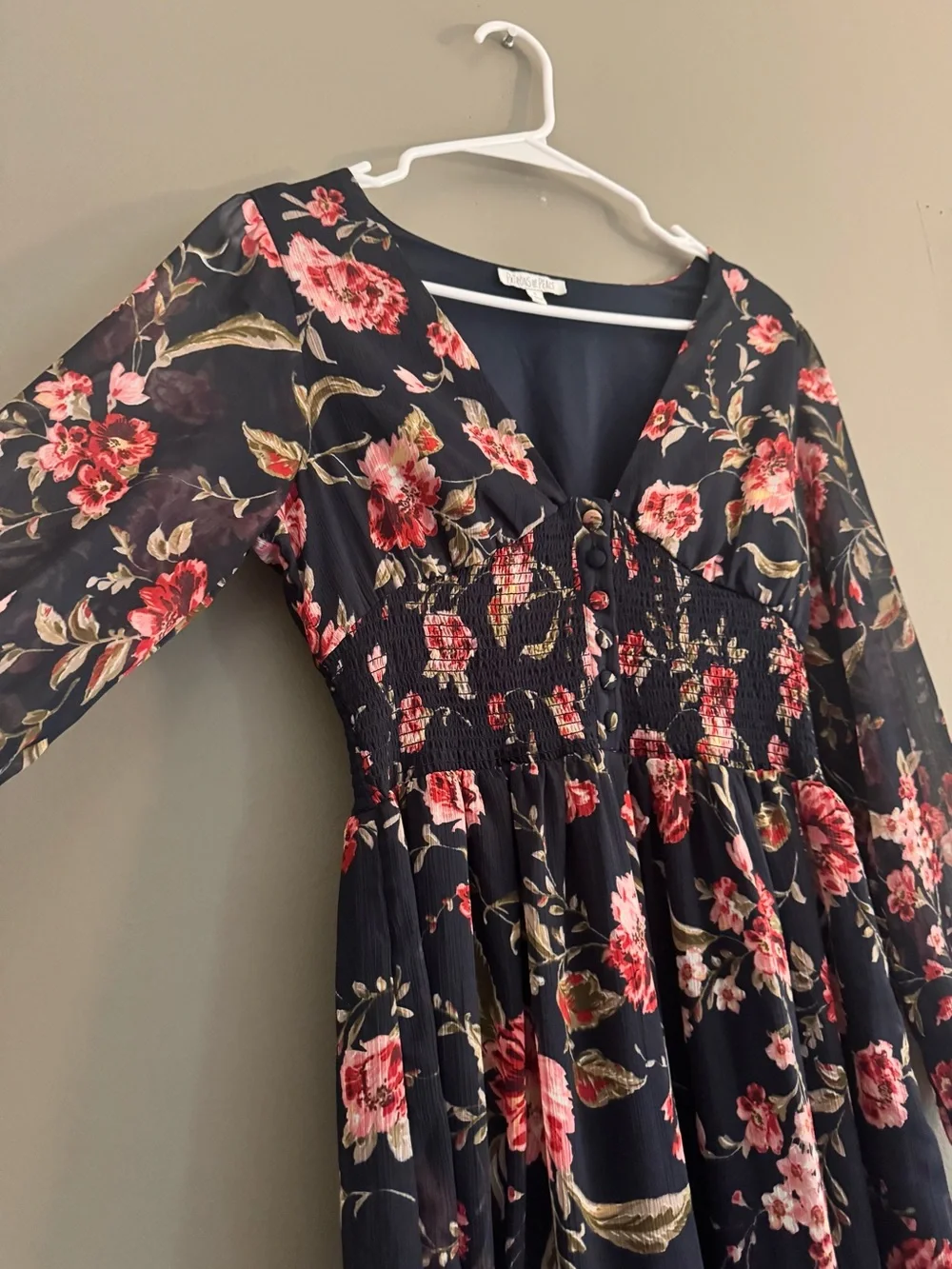 Patrons of Peace Maxi Dress with Pink Floral Print - Picture 2 of 5